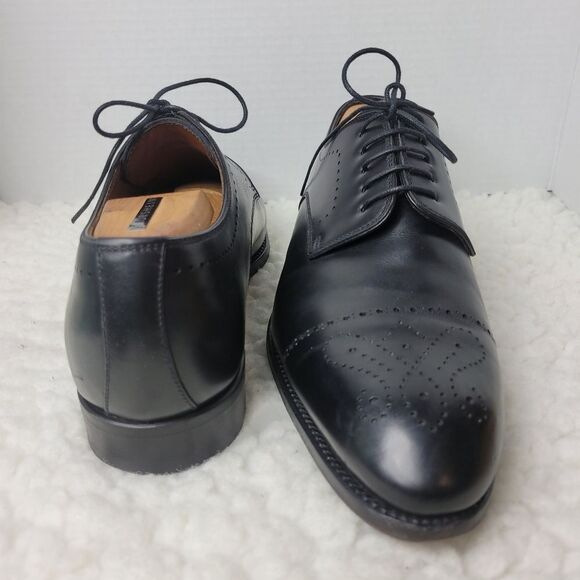 Bontoni Wholecut Oxford Mens Size 10.5 Navy Black Leather Brogue Dress Shoes - Picture 7 of 10